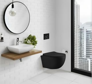 Подвесной унитаз Cerutti ORLTER Aria MBF CT10017 безободковый чёрный матовый